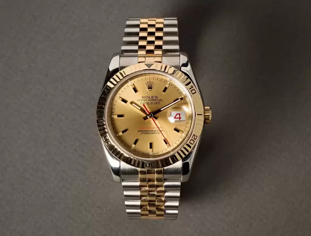 Rolex para el Turn-O-Graph, su primer reloj de buceo de producción con bisel giratorio (alrededor de la década de 1950)